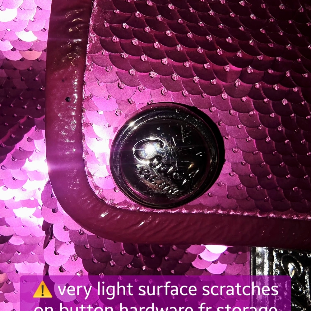 Coach Pink Sequin Crossbody Bag with Silver Accents - Picture 9 of 9